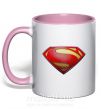 Чашка з кольоровою ручкою Superman logo texture Ніжно рожевий фото
