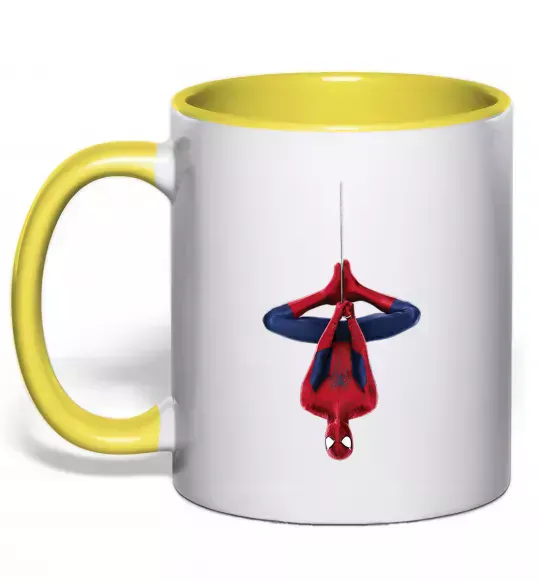 Чашка с цветной ручкой Spiderman upside down Солнечно желтый фото