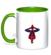 Чашка с цветной ручкой Spiderman upside down Лаймовый фото