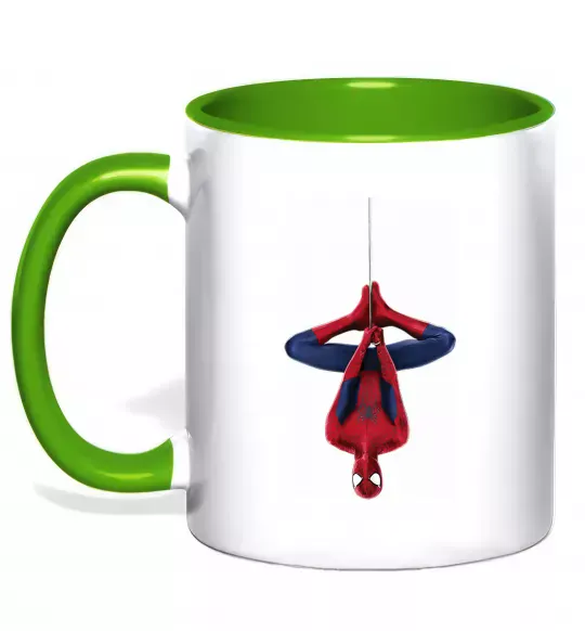 Чашка с цветной ручкой Spiderman upside down Зеленый фото