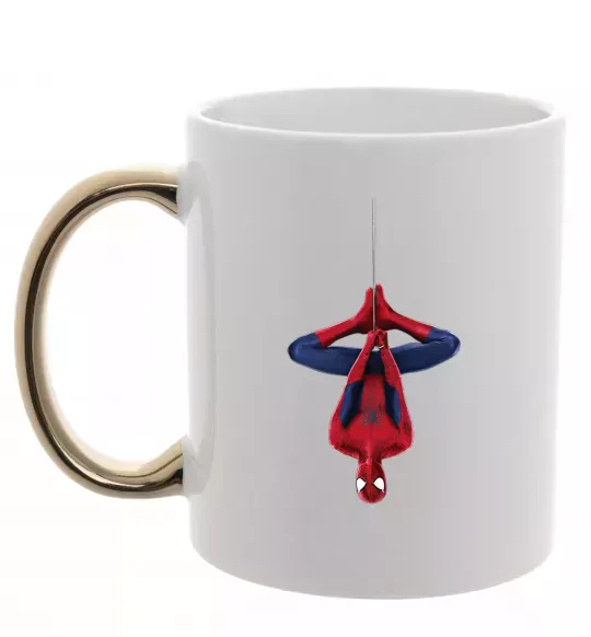 Чашка с цветной ручкой Spiderman upside down Золото фото