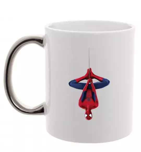 Чашка с цветной ручкой Spiderman upside down Серебро фото