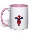 Чашка з кольоровою ручкою Spiderman upside down Ніжно рожевий фото