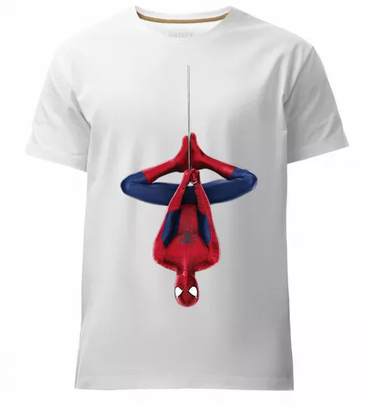 Мужская премиум футболка Spiderman upside down Белый фото