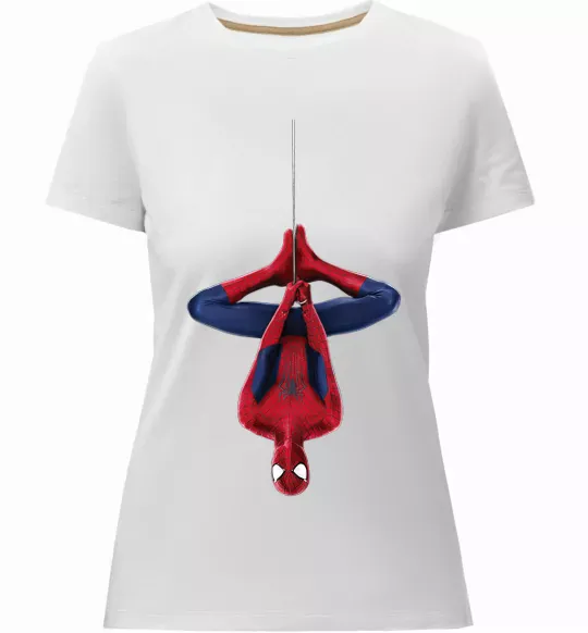 Женская премиум футболка Spiderman upside down Белый фото