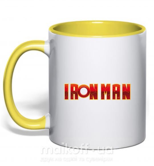 Чашка з кольоровою ручкою Ironman logo Сонячно жовтий фото