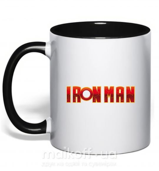 Чашка з кольоровою ручкою Ironman logo Чорний фото