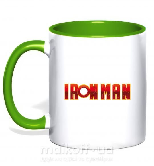 Чашка з кольоровою ручкою Ironman logo Зелений фото