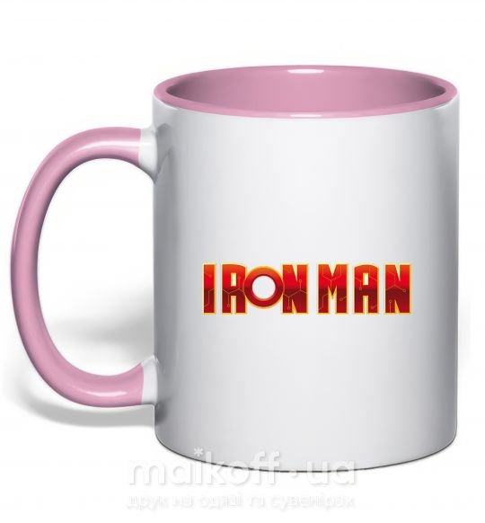 Чашка с цветной ручкой Ironman logo Нежно розовый фото