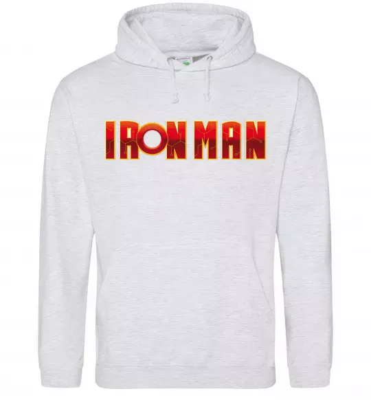 Мужская толстовка (худи) Ironman logo Серый меланж фото