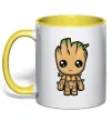 Чашка з кольоровою ручкою I'm Groot Сонячно жовтий фото