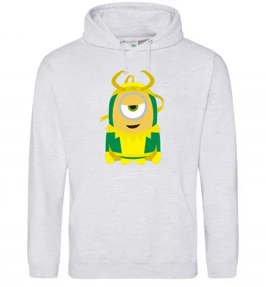 Мужская толстовка (худи) Loki minion Серый меланж фото
