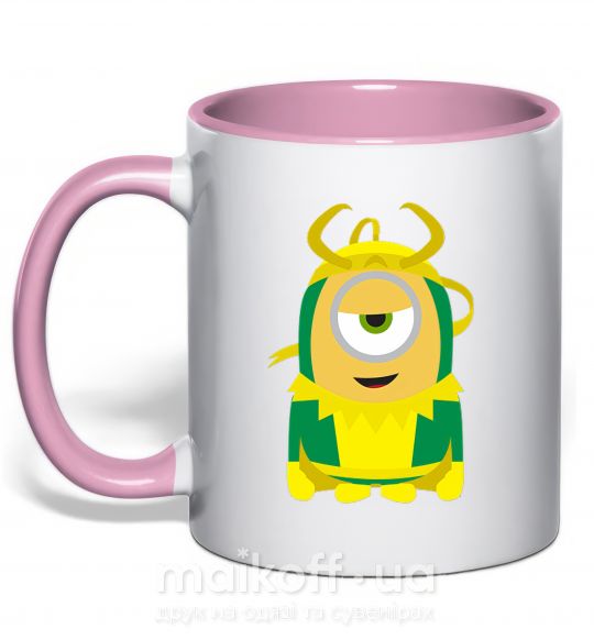 Чашка с цветной ручкой Loki minion Нежно розовый фото