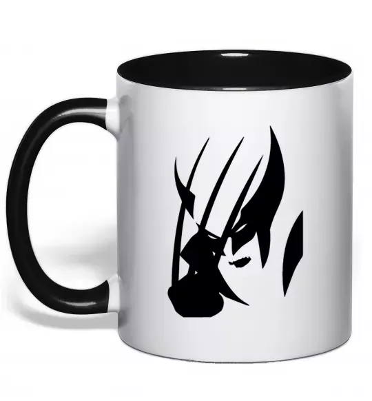 Чашка з кольоровою ручкою Росомаха Чорний фото