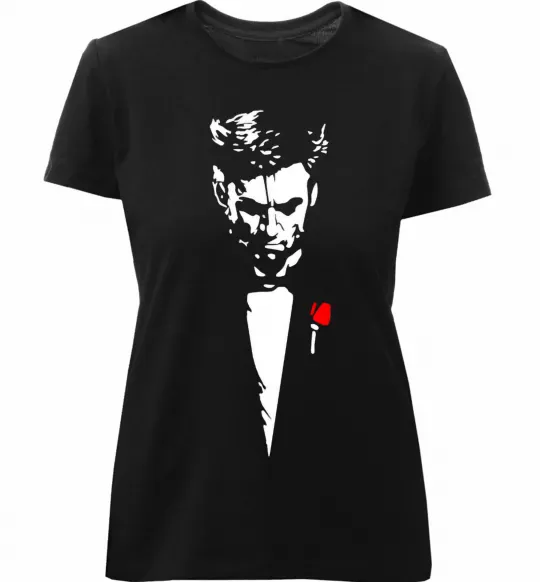 Женская премиум футболка Хью Джекман Черный фото