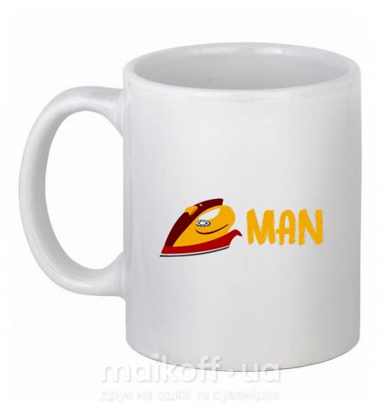 Чашка керамическая Человек утюг Белый фото