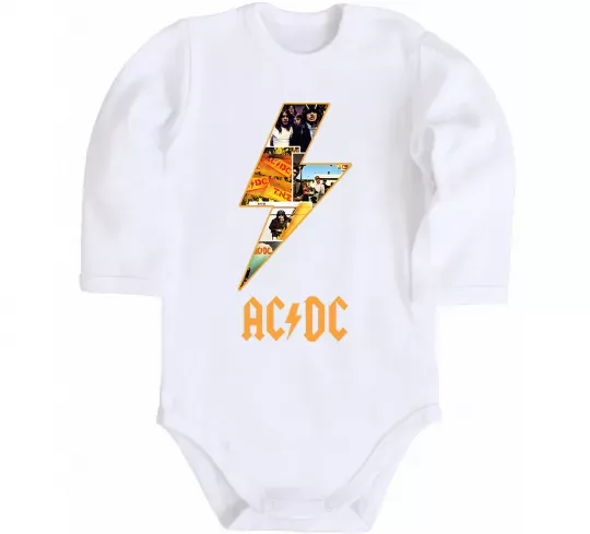 Детский боди AC DC rock Белый фото
