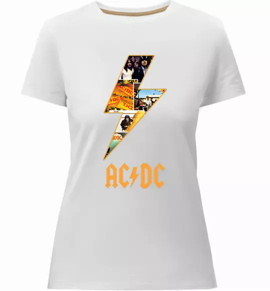 Женская премиум футболка AC DC rock Белый фото