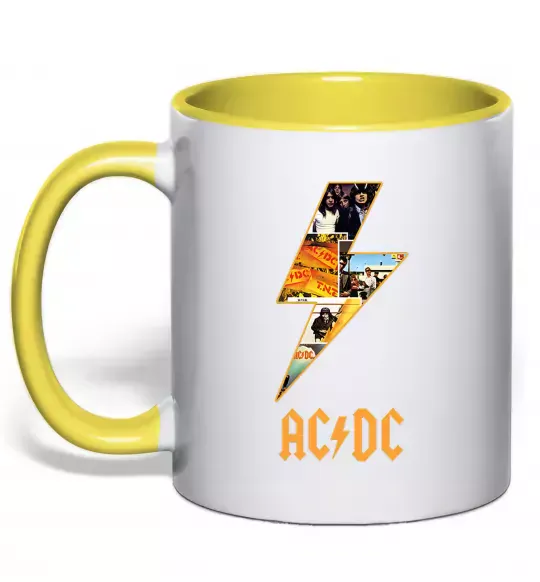 Чашка з кольоровою ручкою AC DC rock Сонячно жовтий фото