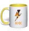 Чашка с цветной ручкой AC DC rock Солнечно желтый фото