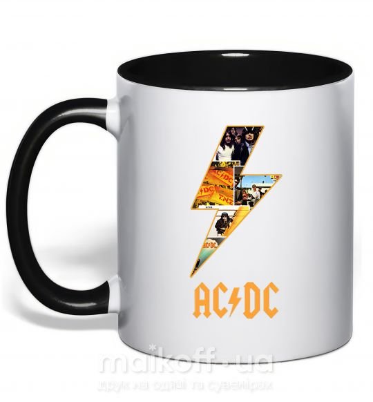 Чашка з кольоровою ручкою AC DC rock Чорний фото