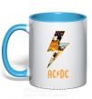 Чашка з кольоровою ручкою AC DC rock Блакитний фото