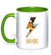 Чашка з кольоровою ручкою AC DC rock Зелений фото