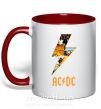 Чашка з кольоровою ручкою AC DC rock Червоний фото