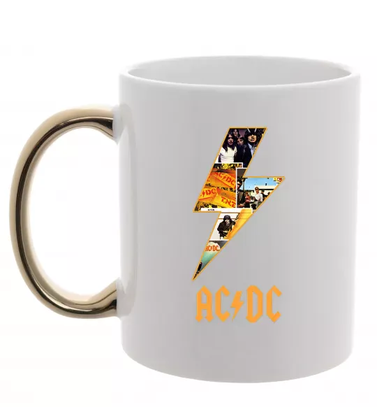 Чашка з кольоровою ручкою AC DC rock Золото фото