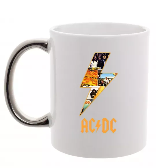 Чашка з кольоровою ручкою AC DC rock Срібло фото