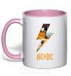 Чашка с цветной ручкой AC DC rock Нежно розовый фото