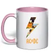 Чашка з кольоровою ручкою AC DC rock Ніжно рожевий фото