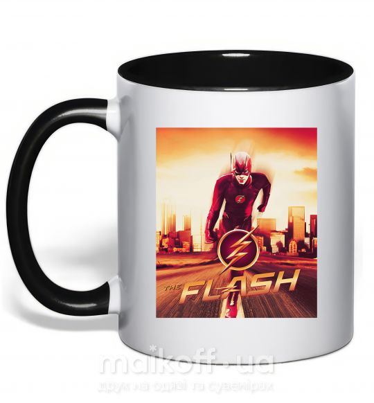Чашка з кольоровою ручкою The Flash Чорний фото