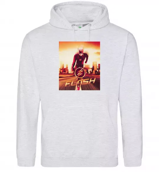 Мужская толстовка (худи) The Flash Серый меланж фото