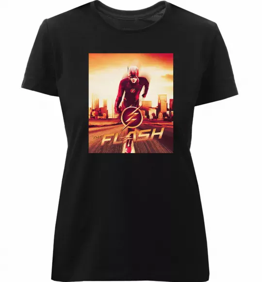 Женская премиум футболка The Flash Черный фото