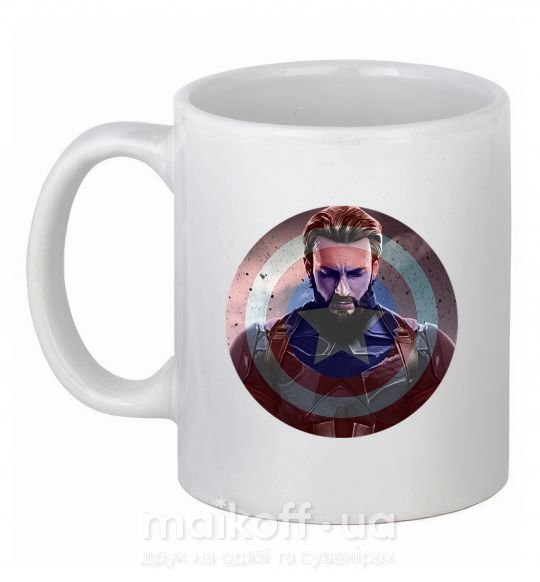 Чашка керамічна Капитан Америка щит Білий фото