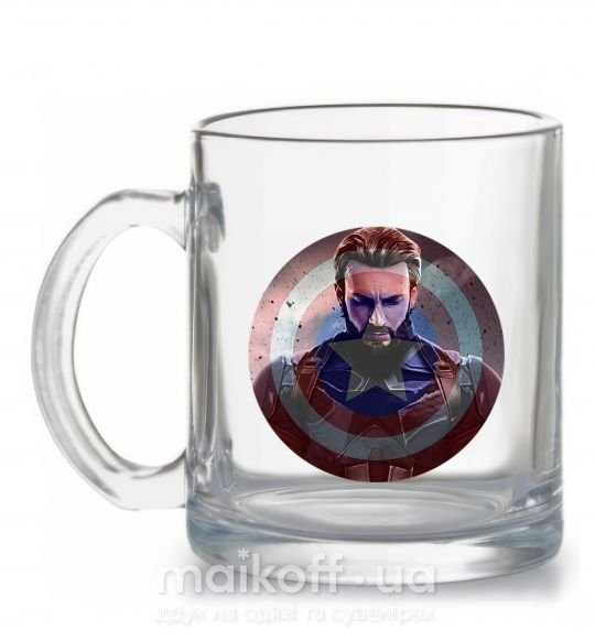 Чашка скляна Капитан Америка щит Прозорий фото