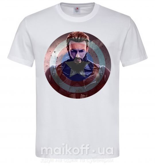 Мужская футболка Капитан Америка щит Белый фото