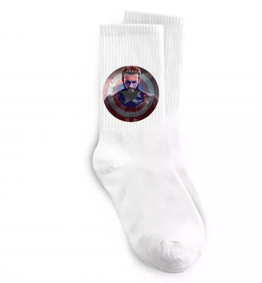 Шкарпетки Капітан Америка щит Білий фото