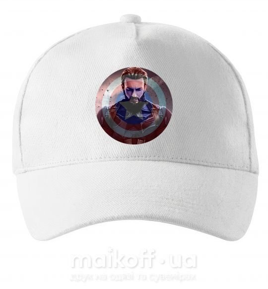 Кепка Капитан Америка щит Белый фото