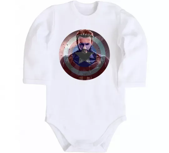 Дитячий бодік Капітан Америка щит Білий фото