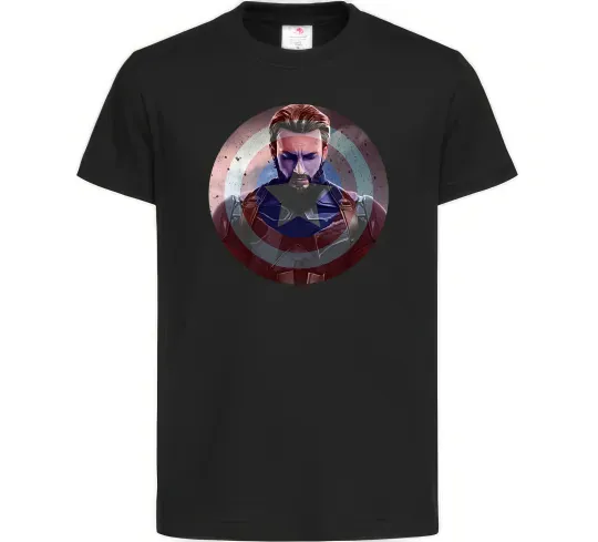 Детская футболка Капітан Америка щит Черный фото