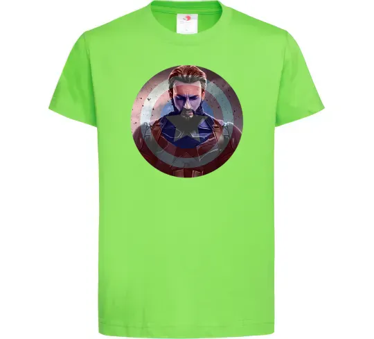 Детская футболка Капітан Америка щит Лаймовый фото