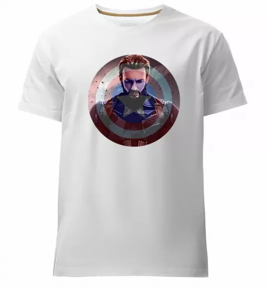 Мужская премиум футболка Капітан Америка щит Белый фото