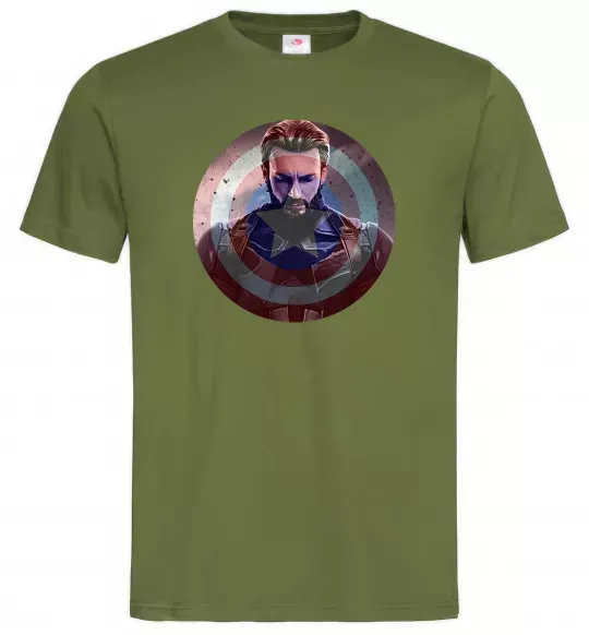 Чоловіча футболка Капітан Америка щит Оливковий фото