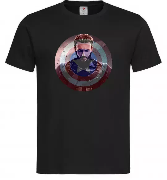 Чоловіча футболка Капітан Америка щит Чорний фото