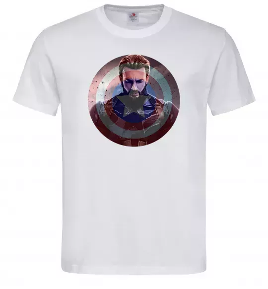 Чоловіча футболка Капітан Америка щит Білий фото