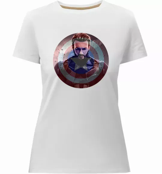 Жіноча преміум футболка Капітан Америка щит Білий фото