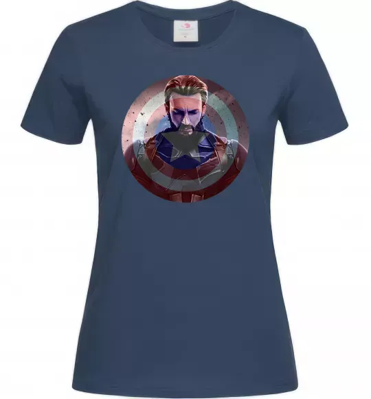 Жіноча футболка Капітан Америка щит Темно-синій фото