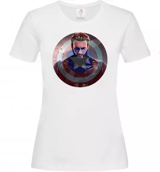 Жіноча футболка Капітан Америка щит Білий фото